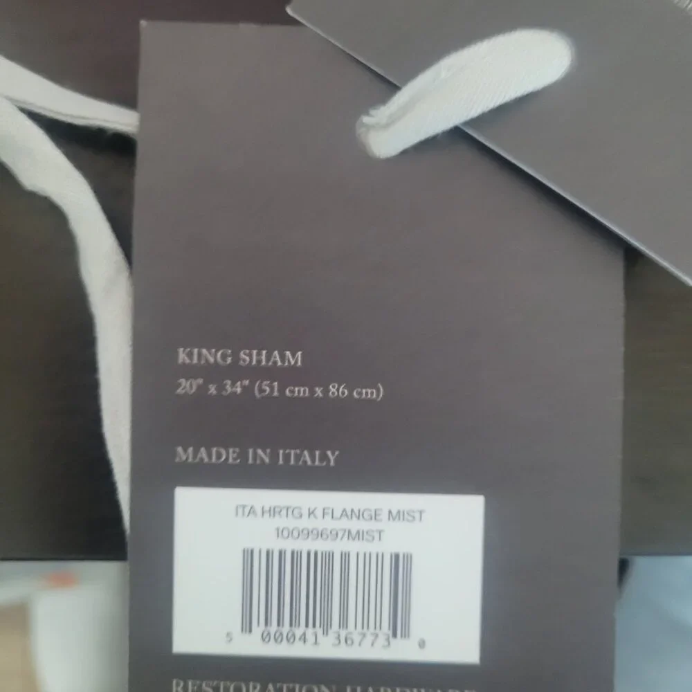 NWT 1 RESTORATION HARDWARE ITALIAN HERITAGE WASHED LINEN KING FLANGE SHAM MIST
